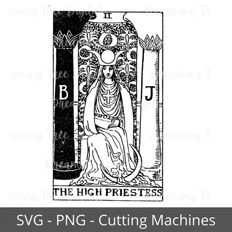 The High Priestess Tarot Card Svg Tarot Png Instant Download Etsy