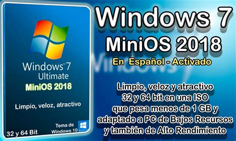 Windows 7 MiniOS 2018 x32 y x64 bits Español BLOGUERO TUTORIAL