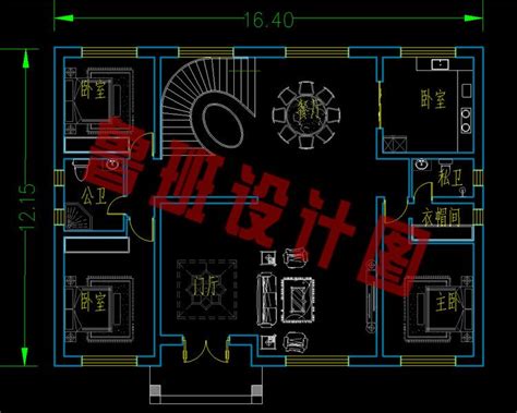 165乘12米四开间二层别墅设计图，造型美观经济实用二层别墅设计图鲁班设计图纸官网