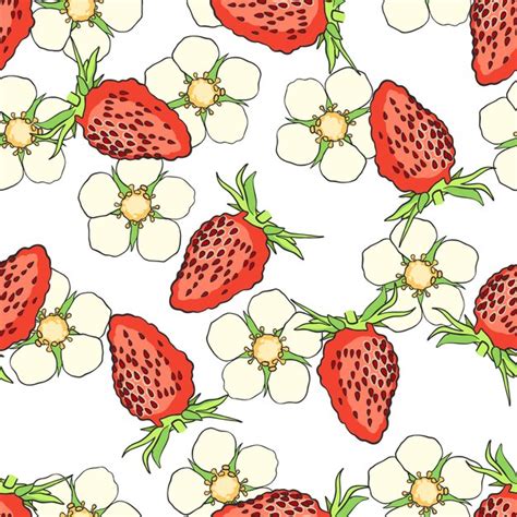 Premium Vector Hand Drawn Seamless Pattern With Strawberry