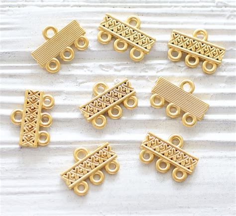 4pc Multi Strand Connector Bar Gold Earrings Chandelier Etsy