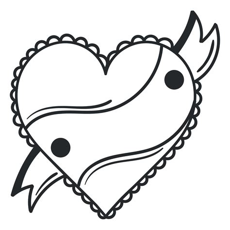 heart with ribbon tattoo 16755199 Vector Art at Vecteezy