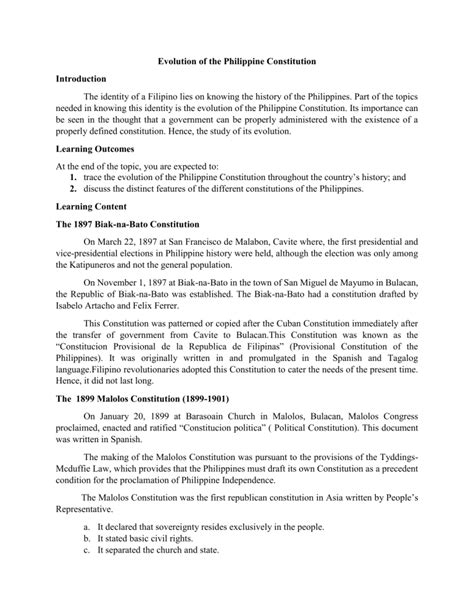 Evolution Of The Philippine Constitution