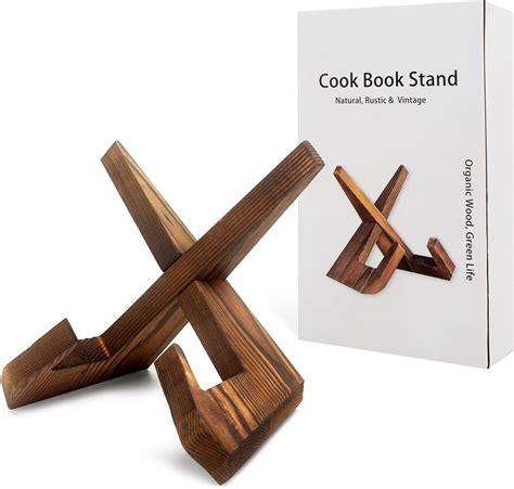 Brown Recipe Book Stand For Cookbook With Bookmark Wooden Kitchen IPad