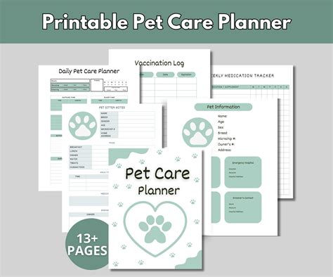 Printable Pet Care Planner Fillable Pet Planner Pet Sitter Etsy