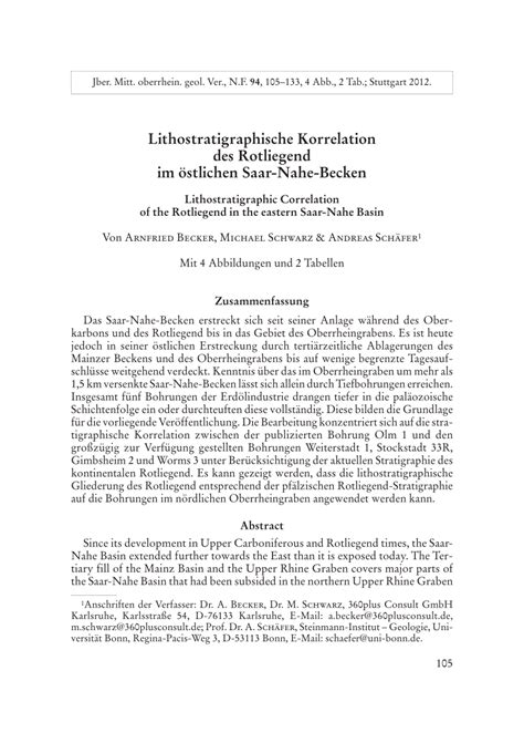 PDF Lithostratigraphische Korrelation des Rotliegend im östlichen