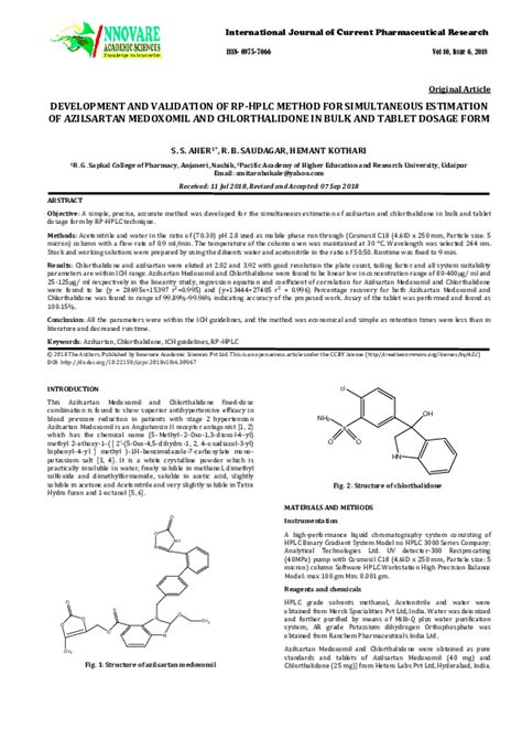 Pdf Development And Validation Of Rp Hplc Method For Simultaneous Estimation Of Azilsartan