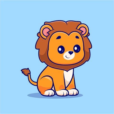 Lindo león sentado dibujos animados vector icono ilustración animal