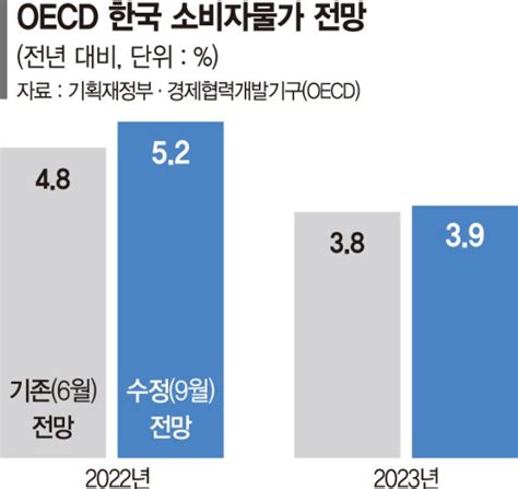 올해 한국 물가전망 Oecd 04p 상향 Oecd의 경고 파이낸셜뉴스