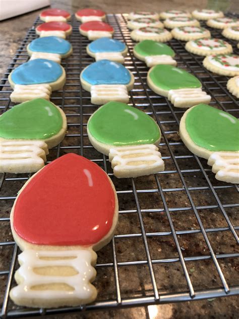 Christmas Cookies Lemon Shortbread Decorated With Royal Icing Christmas Lights Royal Icing