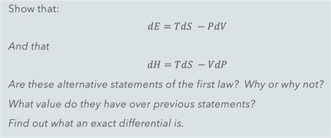 Solved Show That DE TdS PDV And That DH TDS VdP Are Chegg