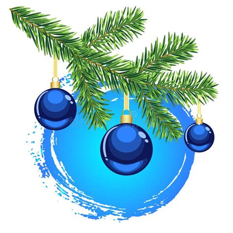 Christmas Blue Ornaments With Golden Hanging Stock Vector