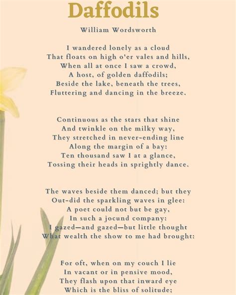 Daffodils By William Wordsworth William Wordsworth Poems Daffodils