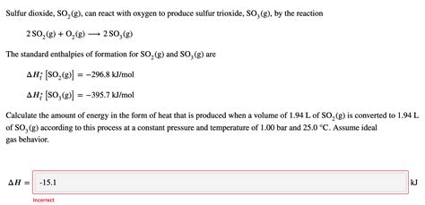 Solved Sulfur Dioxide So2g Can React With Oxygen To