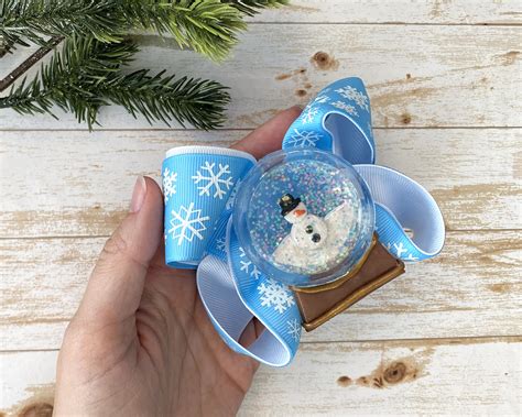 Schnee Kugel Haar Schleife Harz Shaker Haar Schleife Glitter Etsy