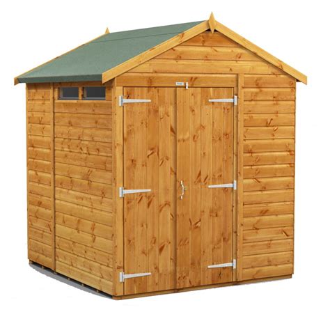 Power 6x6 Apex Secure Garden Shed Double Door Apex Roof Secure Sheds