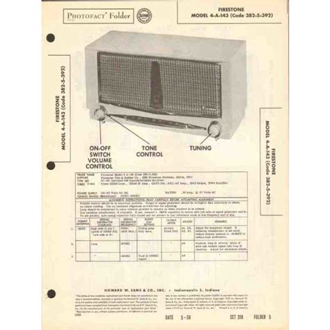 Firestone Model A Tube Am Radio Receiver Sams Photofact Manual