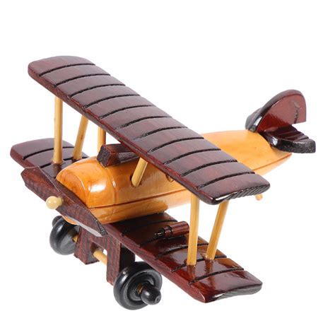 Wooden Plane Model Decor Wooden Vintage Airplane Ornament Home Desktop Wood Crafts - Walmart.com