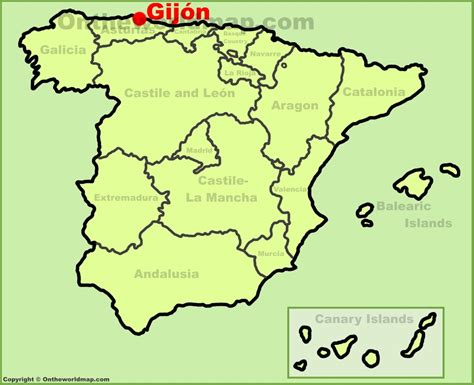 Gijón en el mapa de España