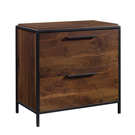 Sauder Nova Loft Grand Walnut Decorative Lateral File Cabinet With 2 Drawers And Metal Frame