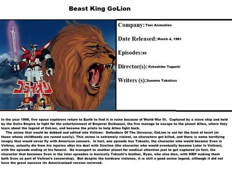 Awesome Anime: Beast King GoLion by JCFanfics on DeviantArt