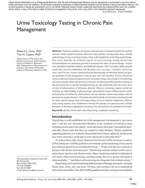 Pdf Urine Toxicology Testing In Chronic Pain Management