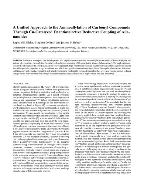 Pdf A Unified Approach To The Aminoallylation Of Carbonyl Compounds