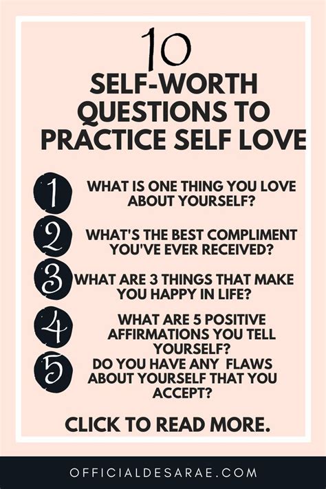 10 Self Worth Questions To Practice Self Love Know Your Self Worth