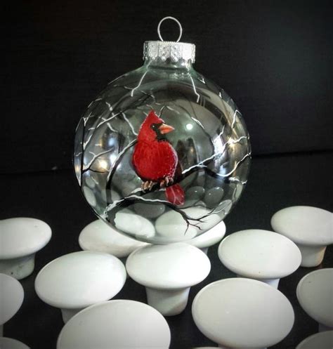 Cardinal Ornament Set Of Two Male Female Red Bird Winter Etsy