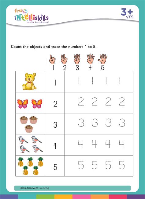 Count The Objects And Trace The Numbers 1 To 5 Free And Printables Worksheets Library