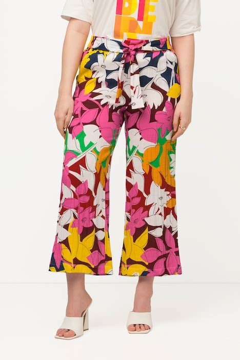 Cropped Floral Print Wide Leg Pants Culottes Pants