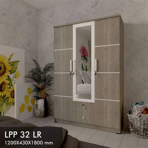 Jual LEMARI PAKAIAN 3 PINTU ROMARO LPP 32 LR GREY Shopee Indonesia