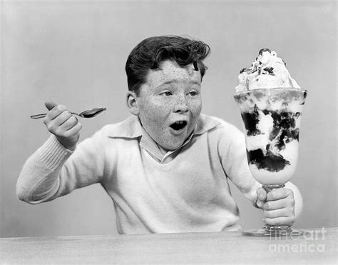 Boy With Giant Ice Cream Sundae C S Photograph By H Armstrong