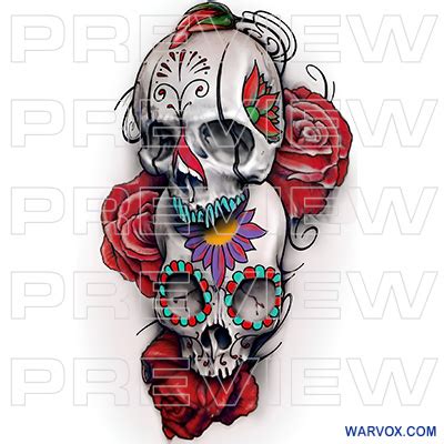 Sugar Skull Latino Tattoo - ₪ AZTEC TATTOOS ₪ Warvox Aztec Mayan Inca Tattoo Designs