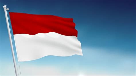 Indonesia Y Mónaco Ondeando La Bandera En El Fondo Del Cielo