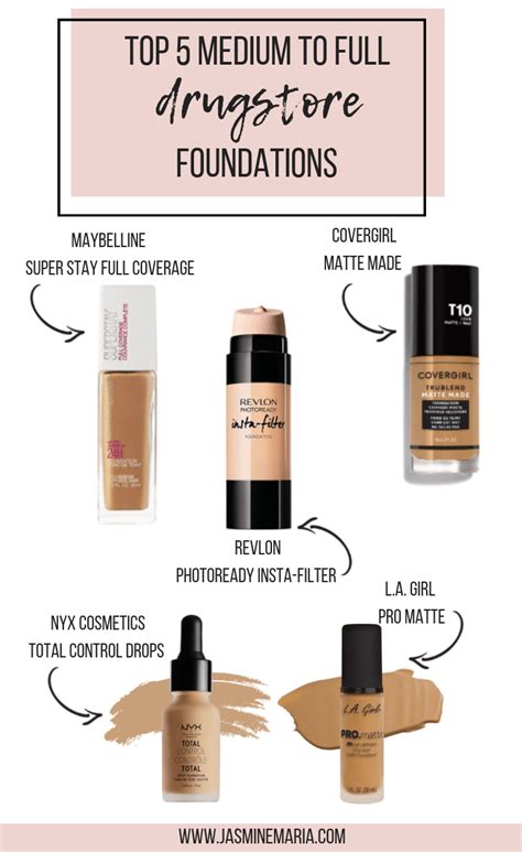 Top 5 Medium To Full Coverage Drugstore Foundations Full Coverage