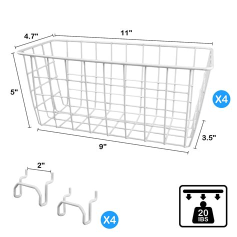 Gcore 4 Pack Pegboard Baskets Metal Shelves Hooks To 1