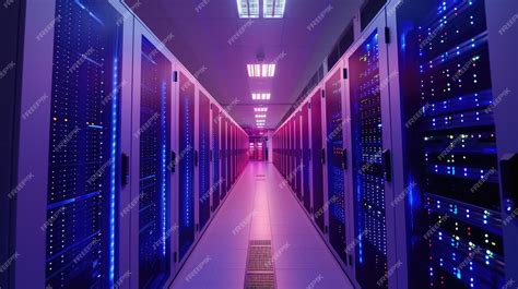 Premium Ai Image Shot Of Corridor In Working Data Center Full Of Rack Servers And