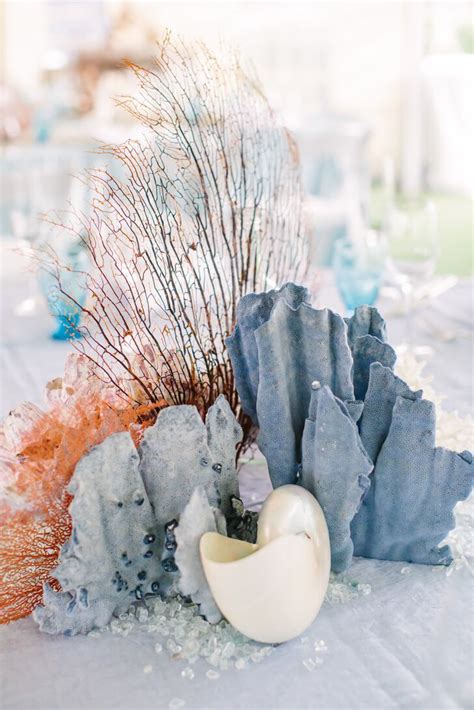 Blue Coral And Seashell Centerpiece