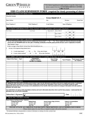 Fillable Online Green Shield Claim Form Pdf Fax Email Print PdfFiller