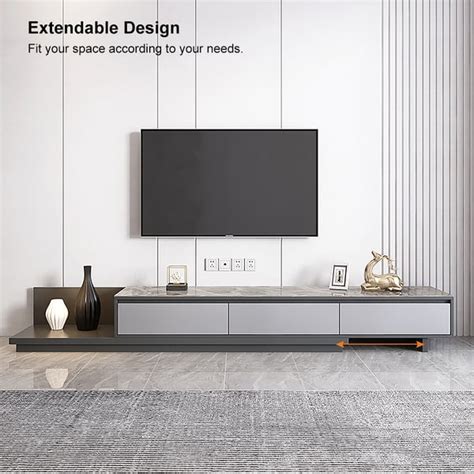 Free Shipping On Fero Modern Black Extendable Stone Wood Tv Stand