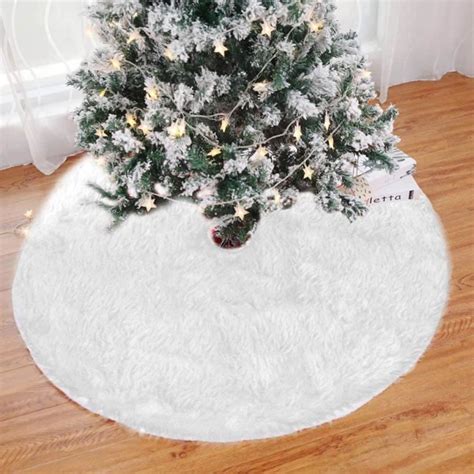 Cm Jupe De Sapin De No L En Peluche Blanche Luxe Couvre Pied De