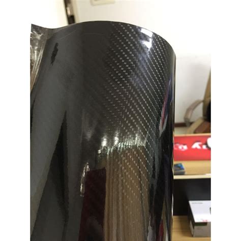 D Black Shiny Gloss Glossy Carbon Fiber Film Wrap Vinyl Decal Car Auto