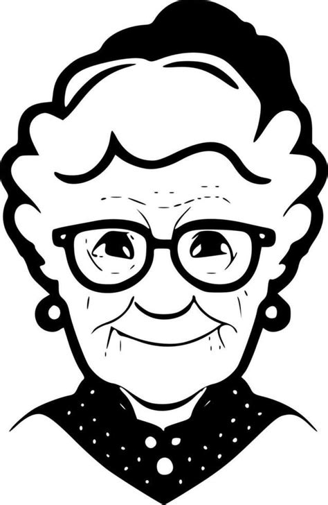 Grandma Black And White Vector Illustration Vector Illustration Cartoon Grandma Illustration