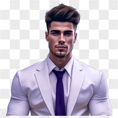 Descarga Hombre Elegante En Traje Blanco Y Corbata Morada Png En L Nea