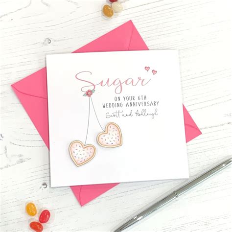 Personalised 6th Wedding Anniversary Card Sugar Anniversary Card Just For Cards Greetings Cards