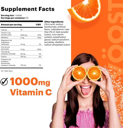 Voost Vitamin C with Zinc & Electrolytes 1000mg | Immune Support Effervescent Tablet | No Sugar ...