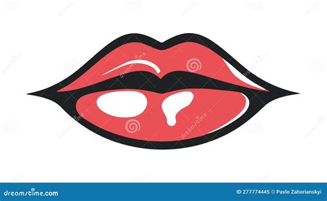 Red Female Lips Isolated On A White Background Vector Illustration