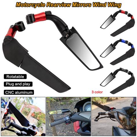 1 Pair Motorcycle CNC Rearview Winglet Ninja Stealth Universal Wind