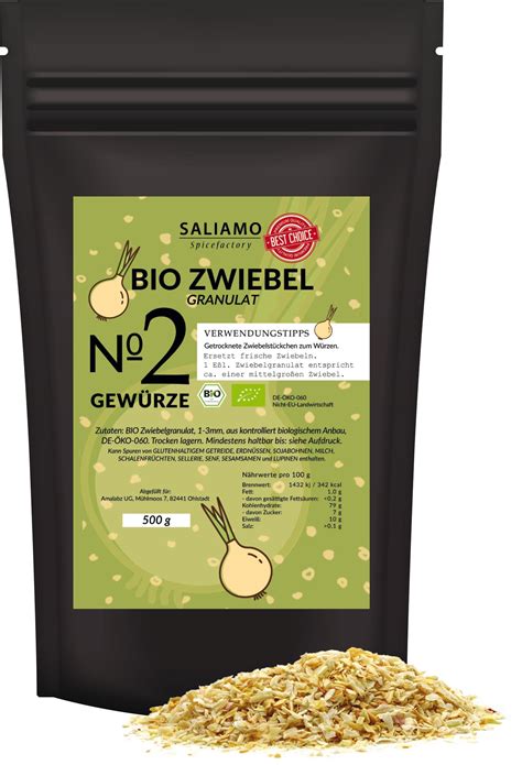 Saliamo G Bio Zwiebel Granulat Mm Schonend Getrocknete Bio